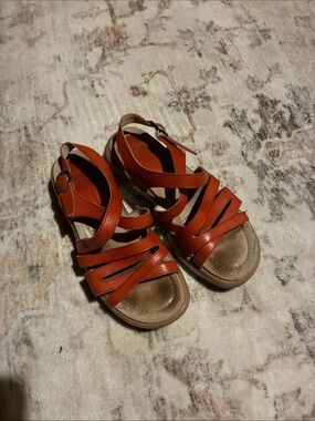 Dansko Orange Leather Strappy Sandals